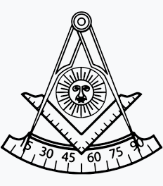 Past Master's emblem with compasses, square and quadrant